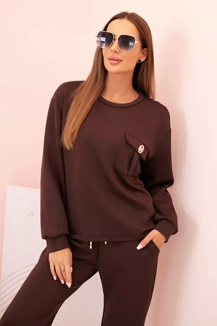 Naomi women's dark brown suit.