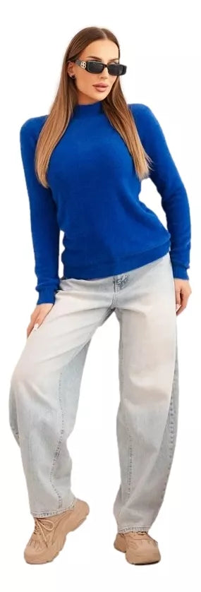 Women's blue alpaca sweater Lindi 