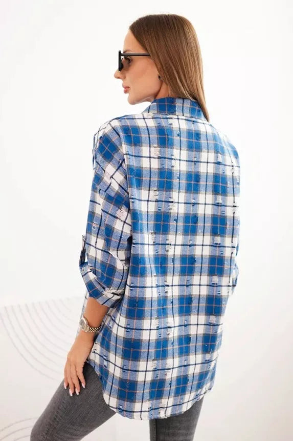 Women's blue checked shirt Copo
