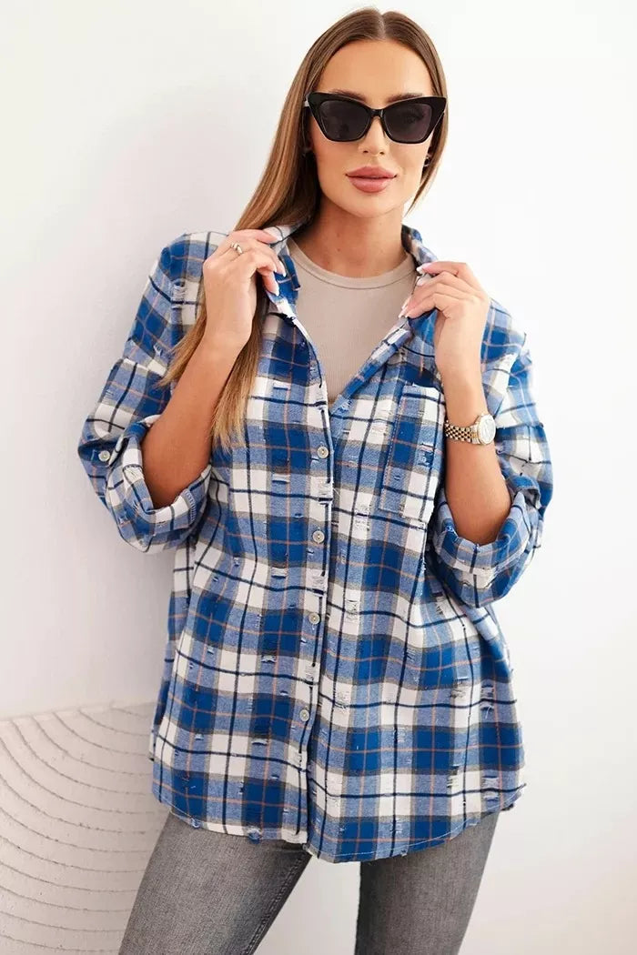 Women's blue checked shirt Copo
