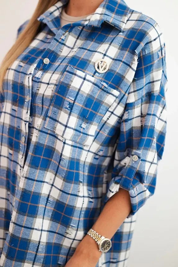 Women's blue checked shirt Copo