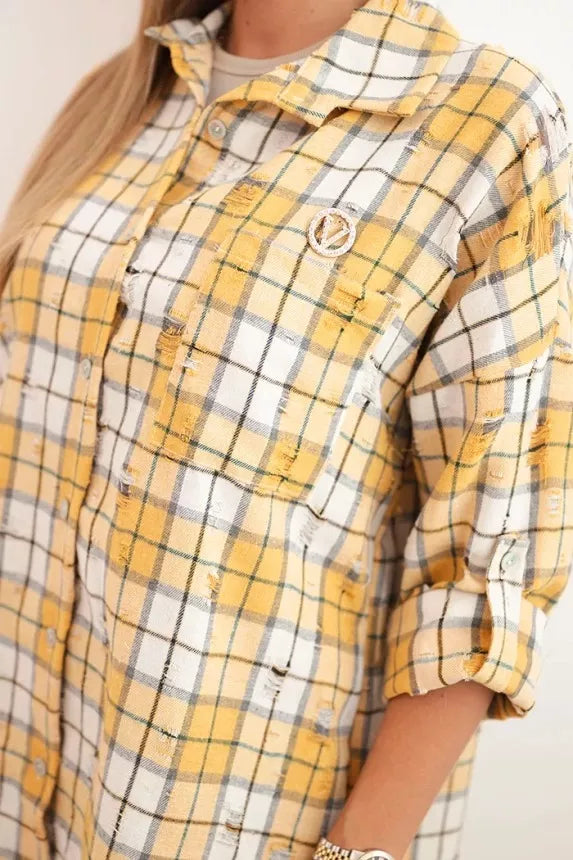 Women's yellow checked shirt Copo
