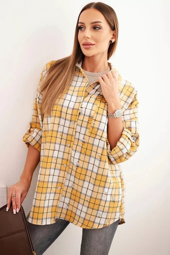 Women's yellow checked shirt Copo