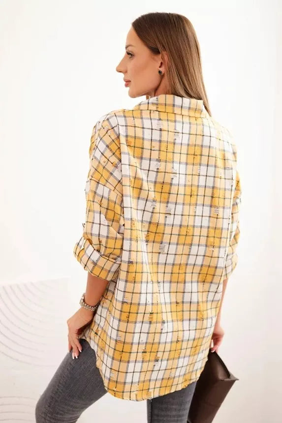 Women's yellow checked shirt Copo