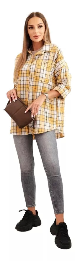 Women's yellow checked shirt Copo