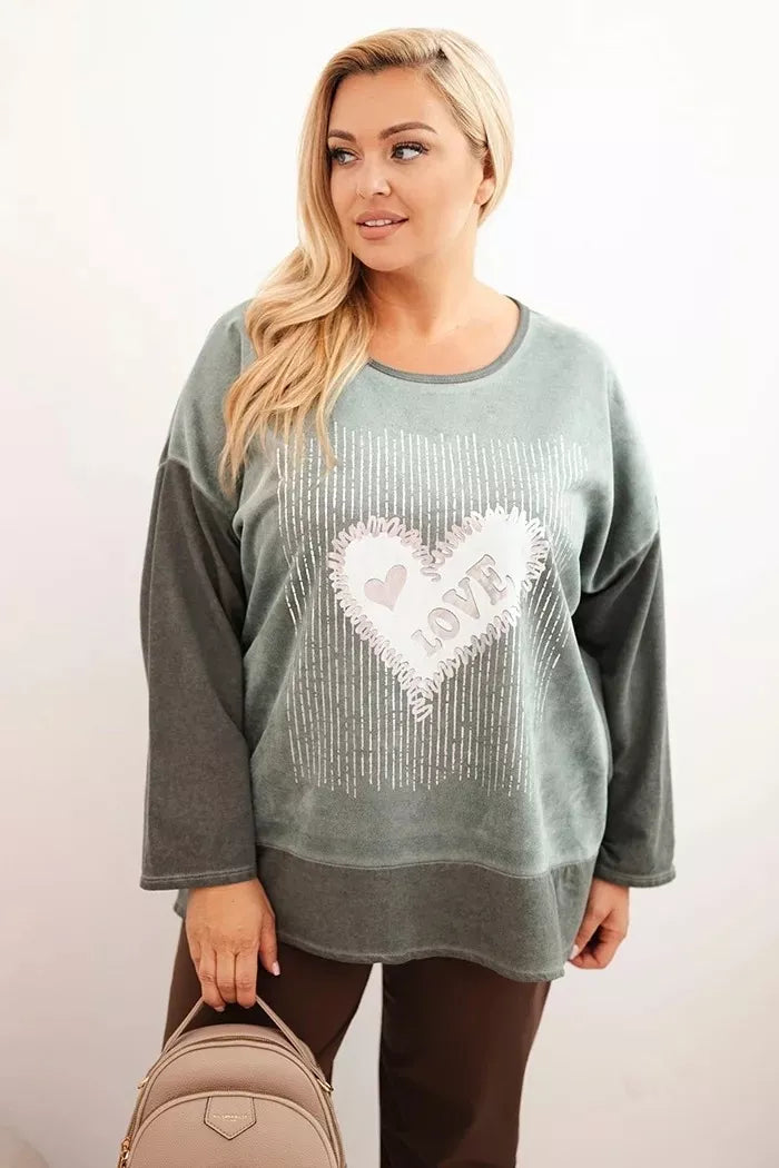Women's khaki sweater Love 