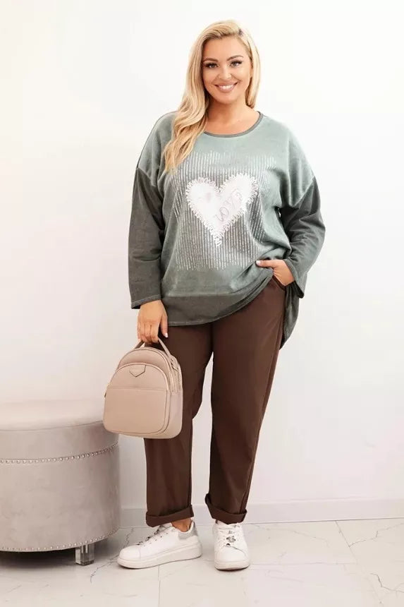 Women's khaki sweater Love 