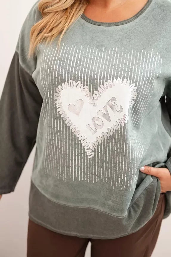 Women's khaki sweater Love 