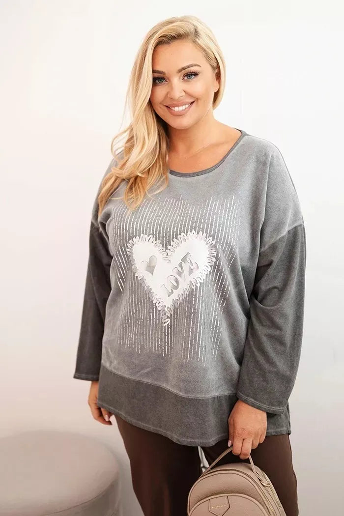 Women's dark gray sweater Love 