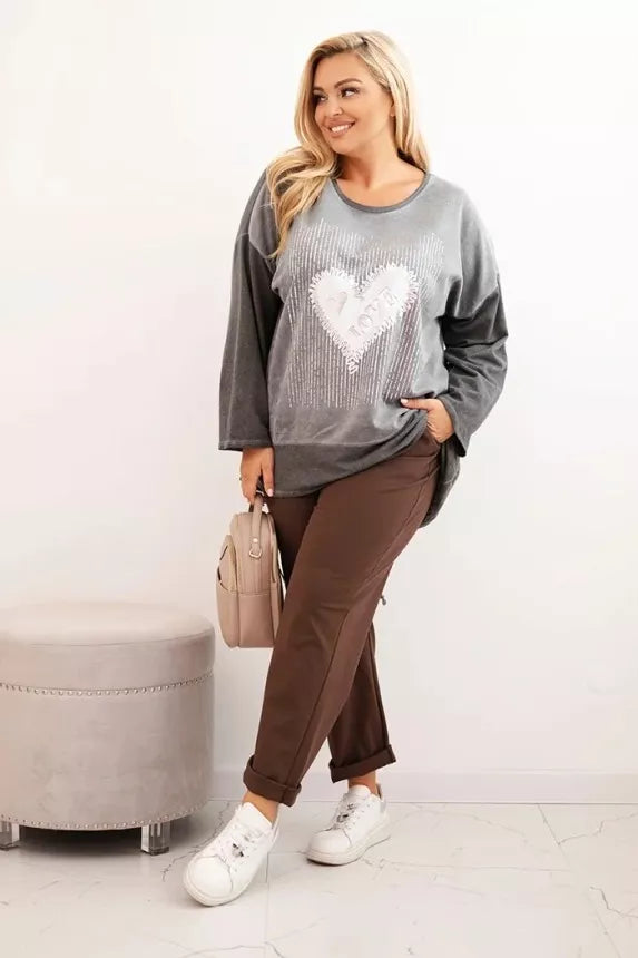 Women's dark gray sweater Love 