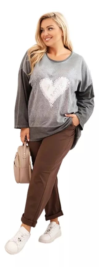 Women's dark gray sweater Love 