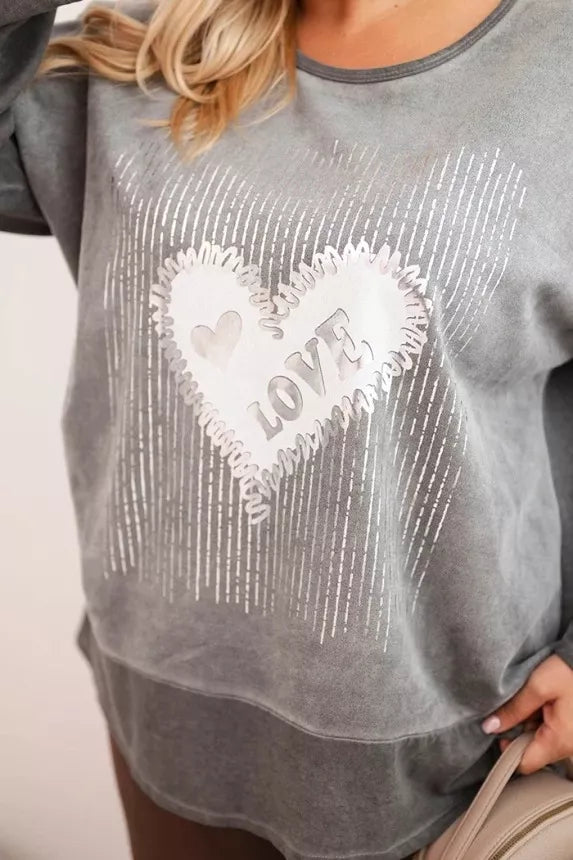 Women's dark gray sweater Love 