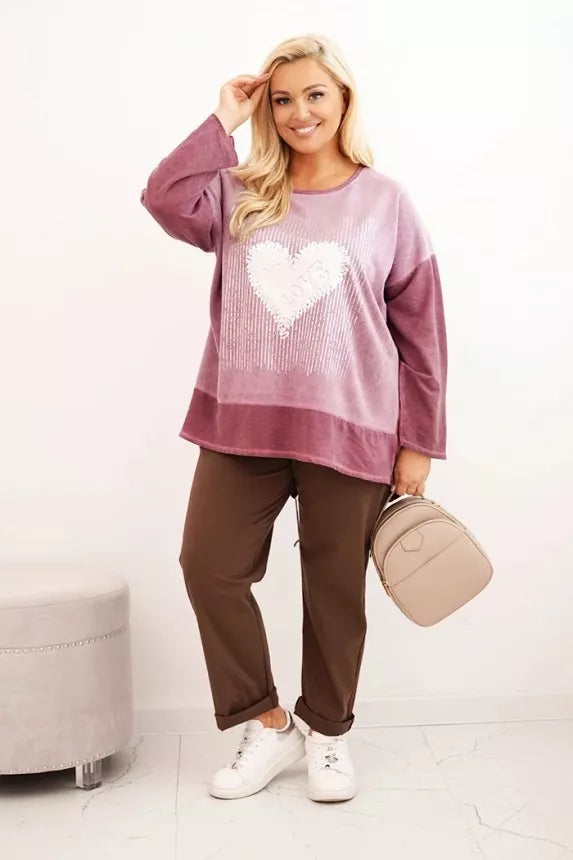 Women's dark pink sweater Love 