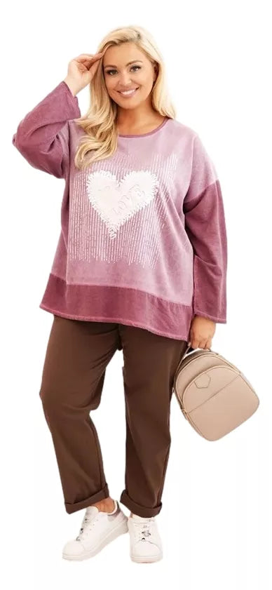 Women's dark pink sweater Love 