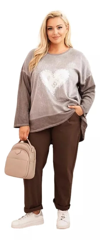 Women's brown sweater Love 