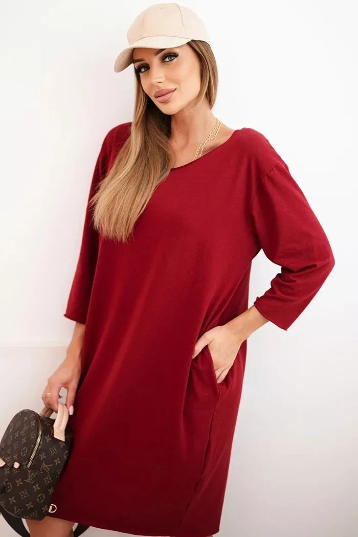 Women's burgundy dress Self