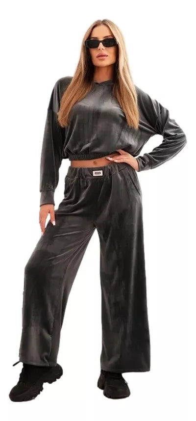 Women's dark gray velvet suit Rizo