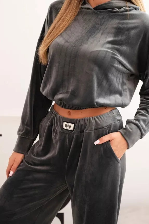 Women's dark gray velvet suit Rizo