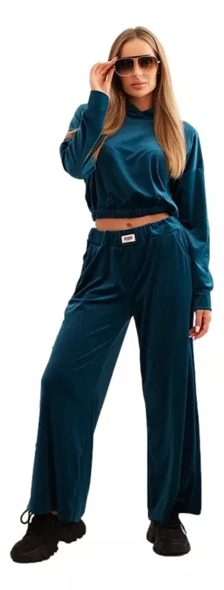 Women's dark blue velvet suit Rizo