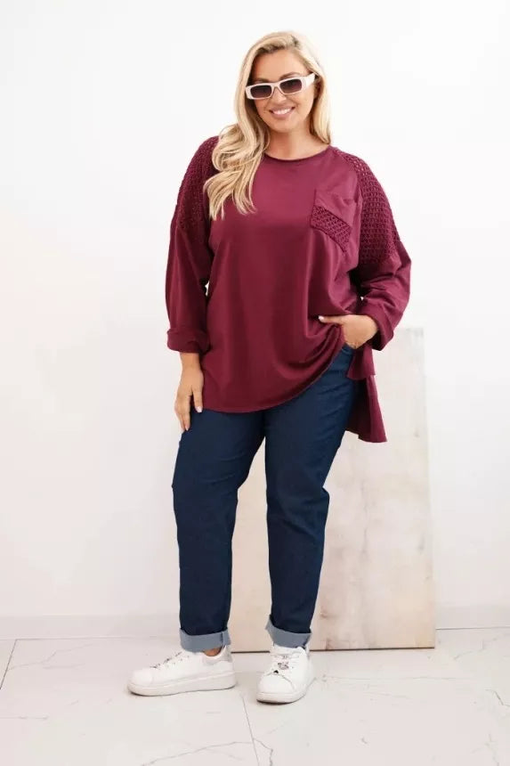 Women's burgundy sweater with a pattern Stelo