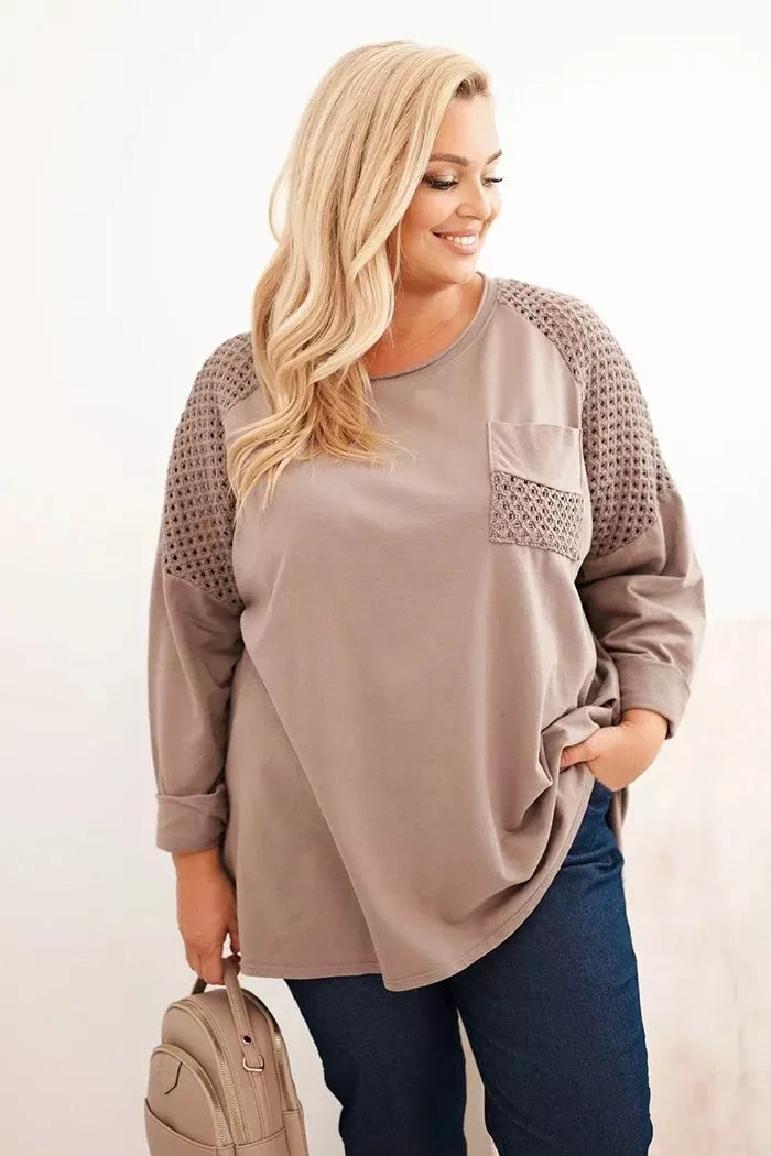 Women's dark brown sweater with a pattern Stelo