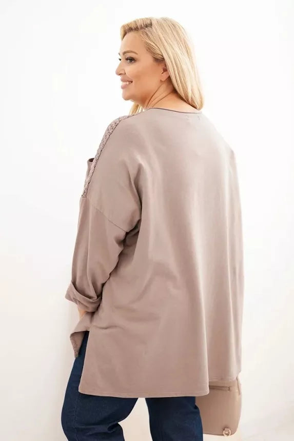 Women's dark brown sweater with a pattern Stelo