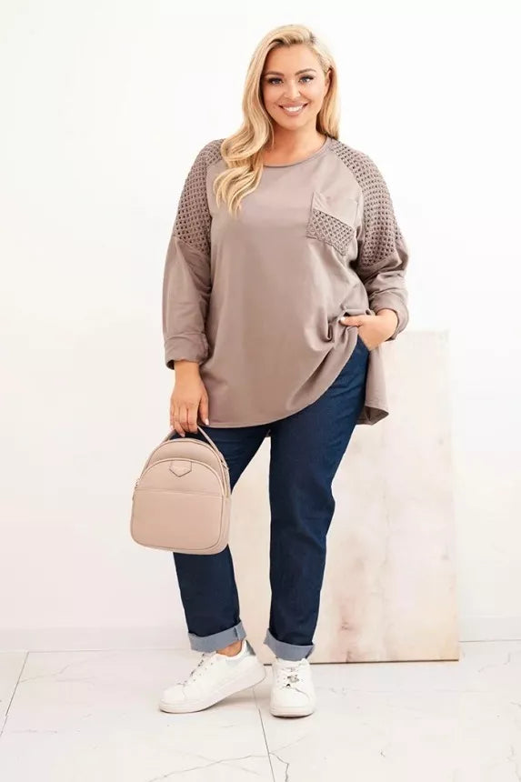 Women's dark brown sweater with a pattern Stelo