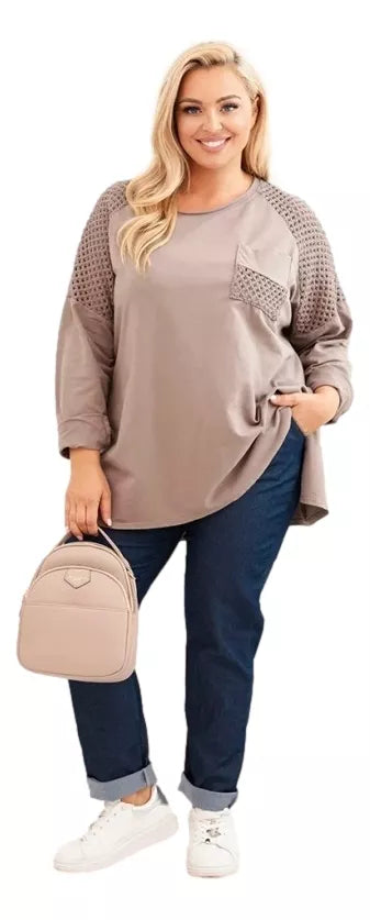 Women's dark brown sweater with a pattern Stelo