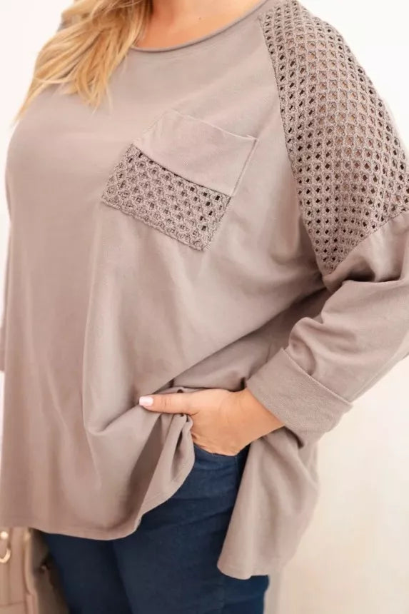 Women's dark brown sweater with a pattern Stelo