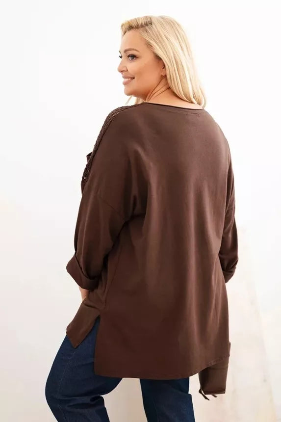 Women's brown sweater with a pattern Stelo