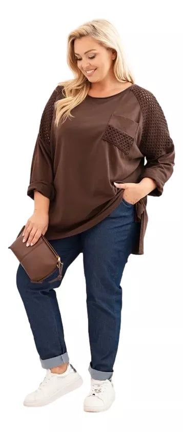 Women's brown sweater with a pattern Stelo