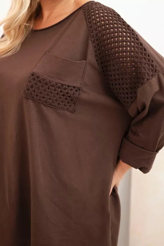 Women's brown sweater with a pattern Stelo