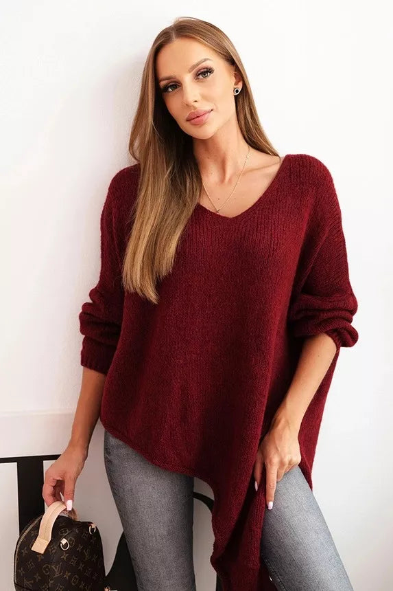Women's burgundy wool sweater Elvis