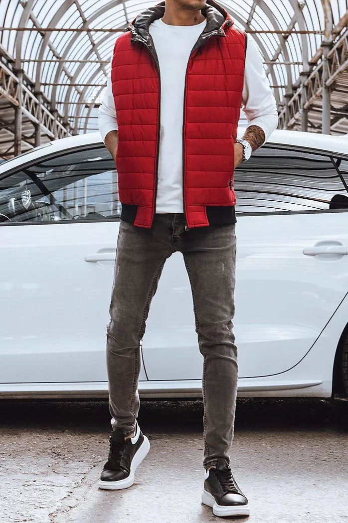 Men's quilted burgundy vest Lider