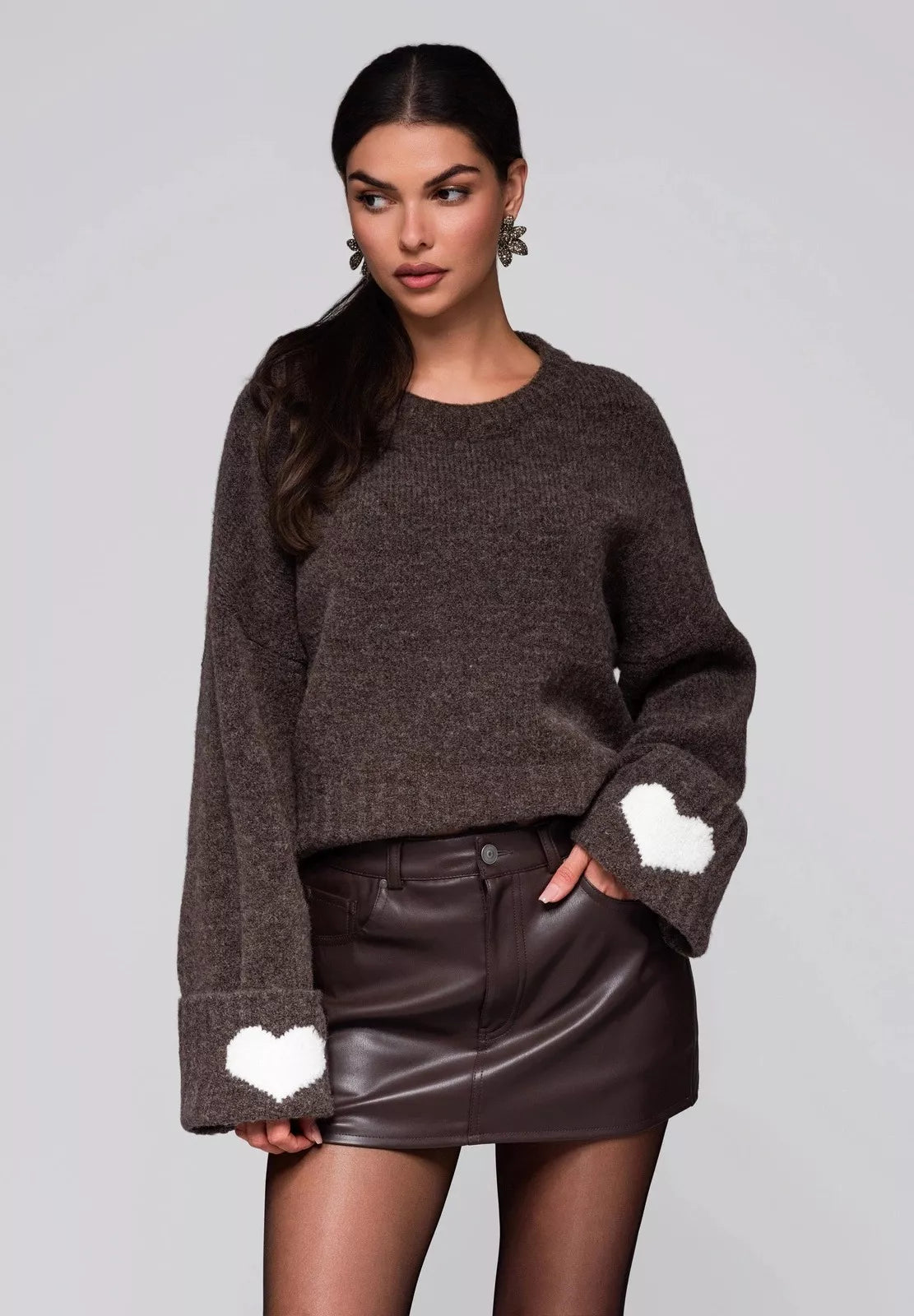 Women's brown sweater Heart