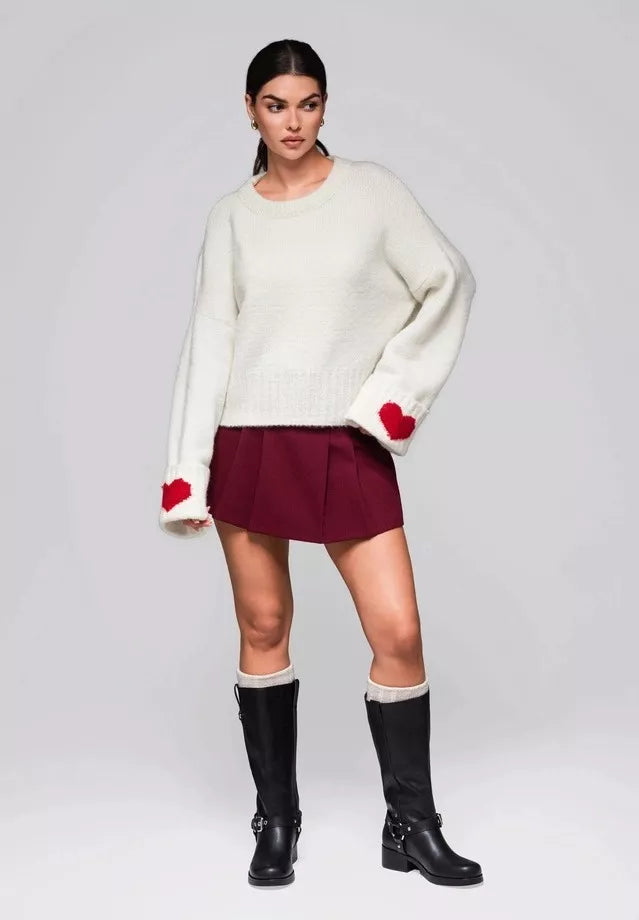 Women's white sweater Heart