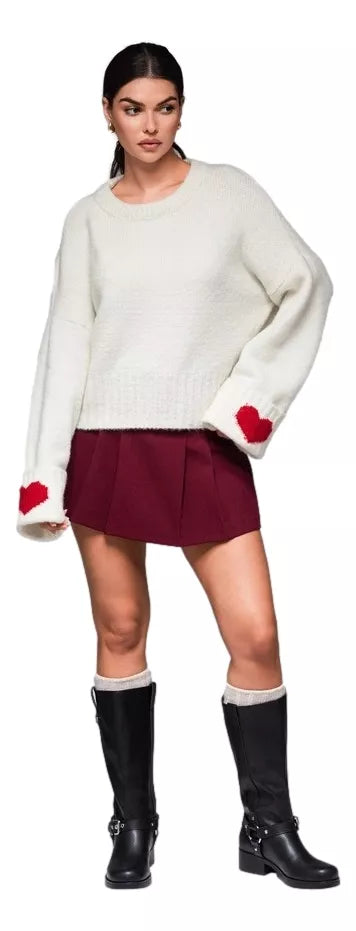 Women's white sweater Heart