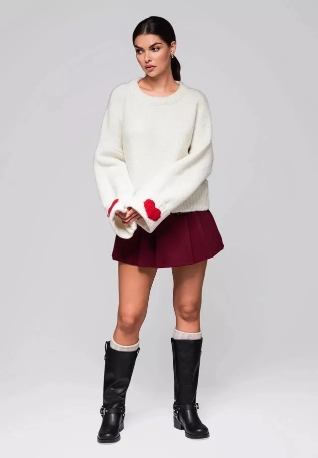 Women's white sweater Heart