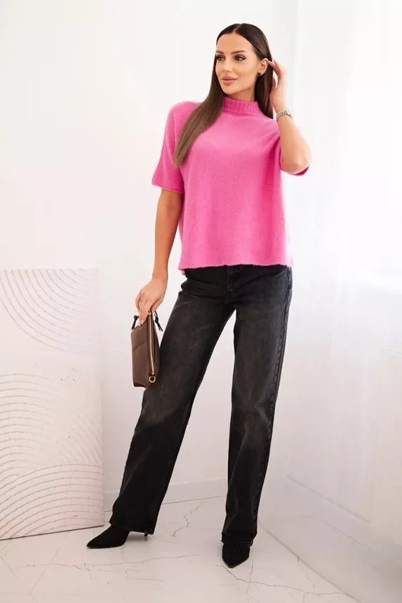 Women's pink short-sleeved sweater Endi