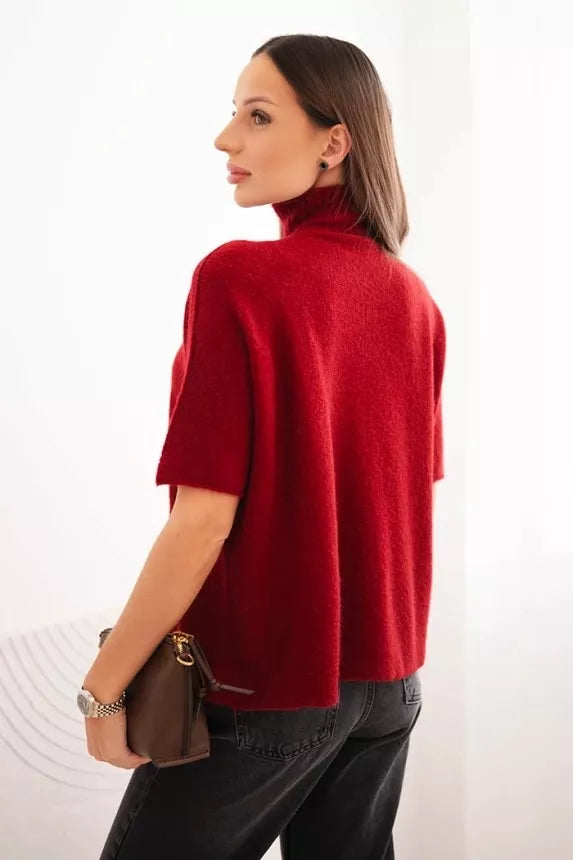 Women's burgundy short-sleeved sweater Endi 