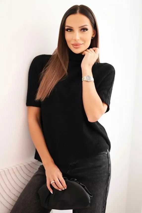 Women's black short-sleeved sweater Endi
