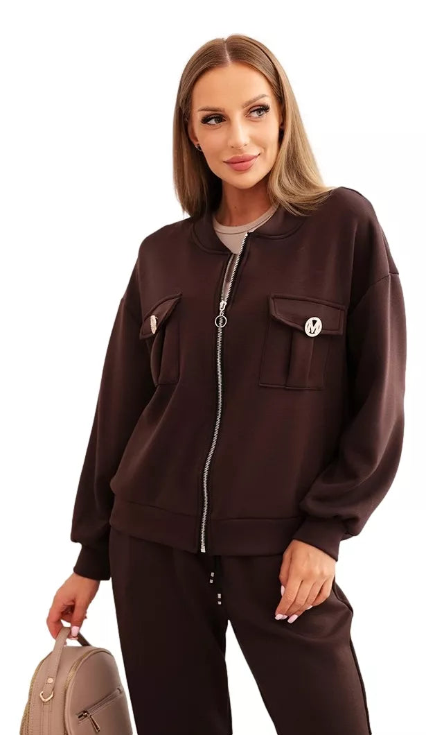 Women's brown Marbel suit.