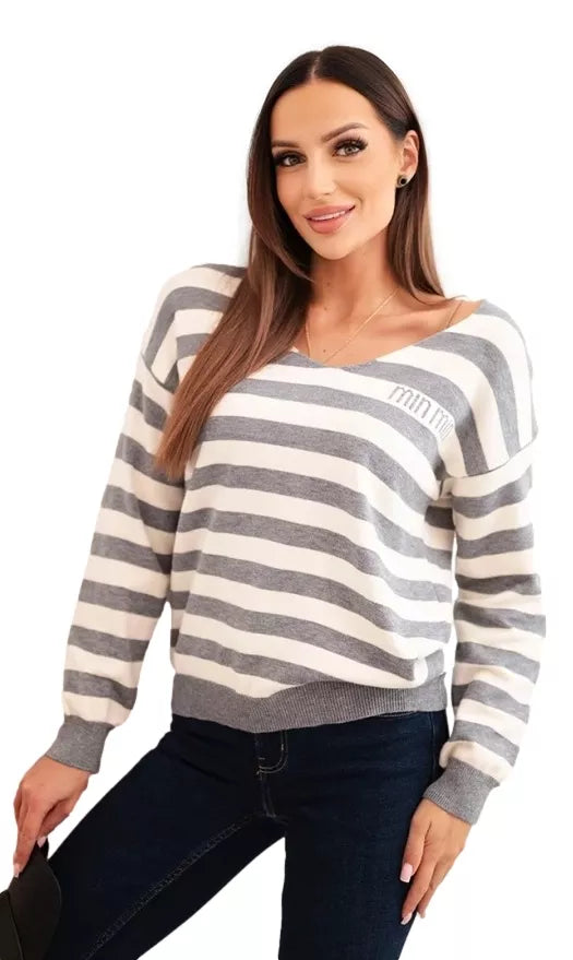 Women's striped gray sweater Dina