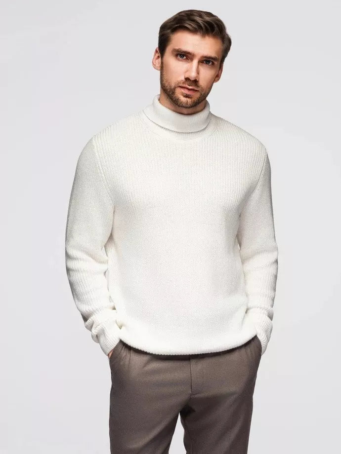 Men's white sweater with high neck Ton