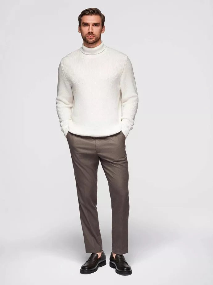 Men's white sweater with high neck Ton