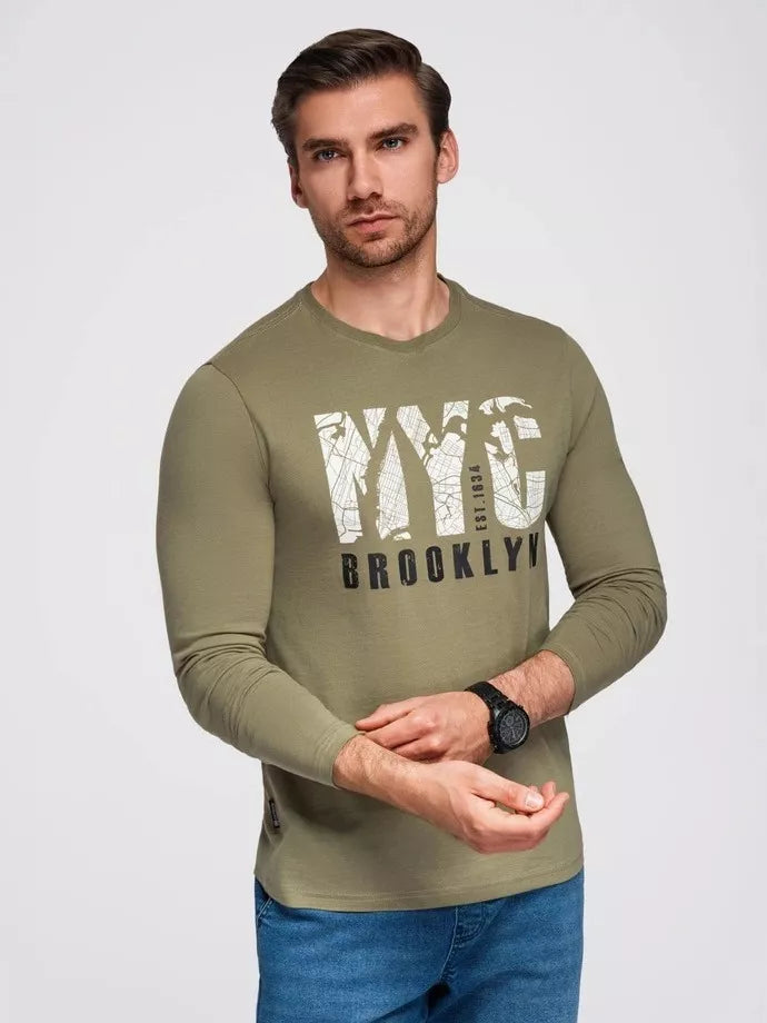 Men's khaki long sleeve shirt Nyc