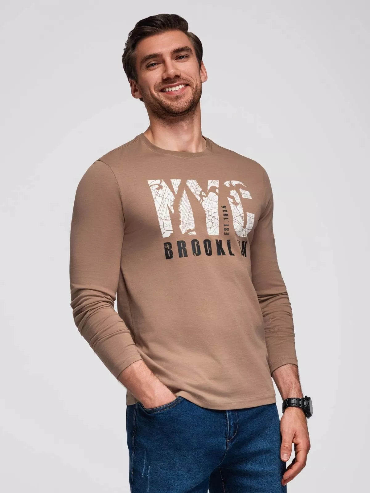 Men's brown long-sleeved shirt Nyc