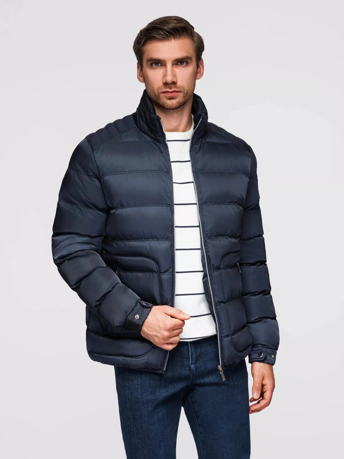 Men's quilted navy blue jacket Wudi