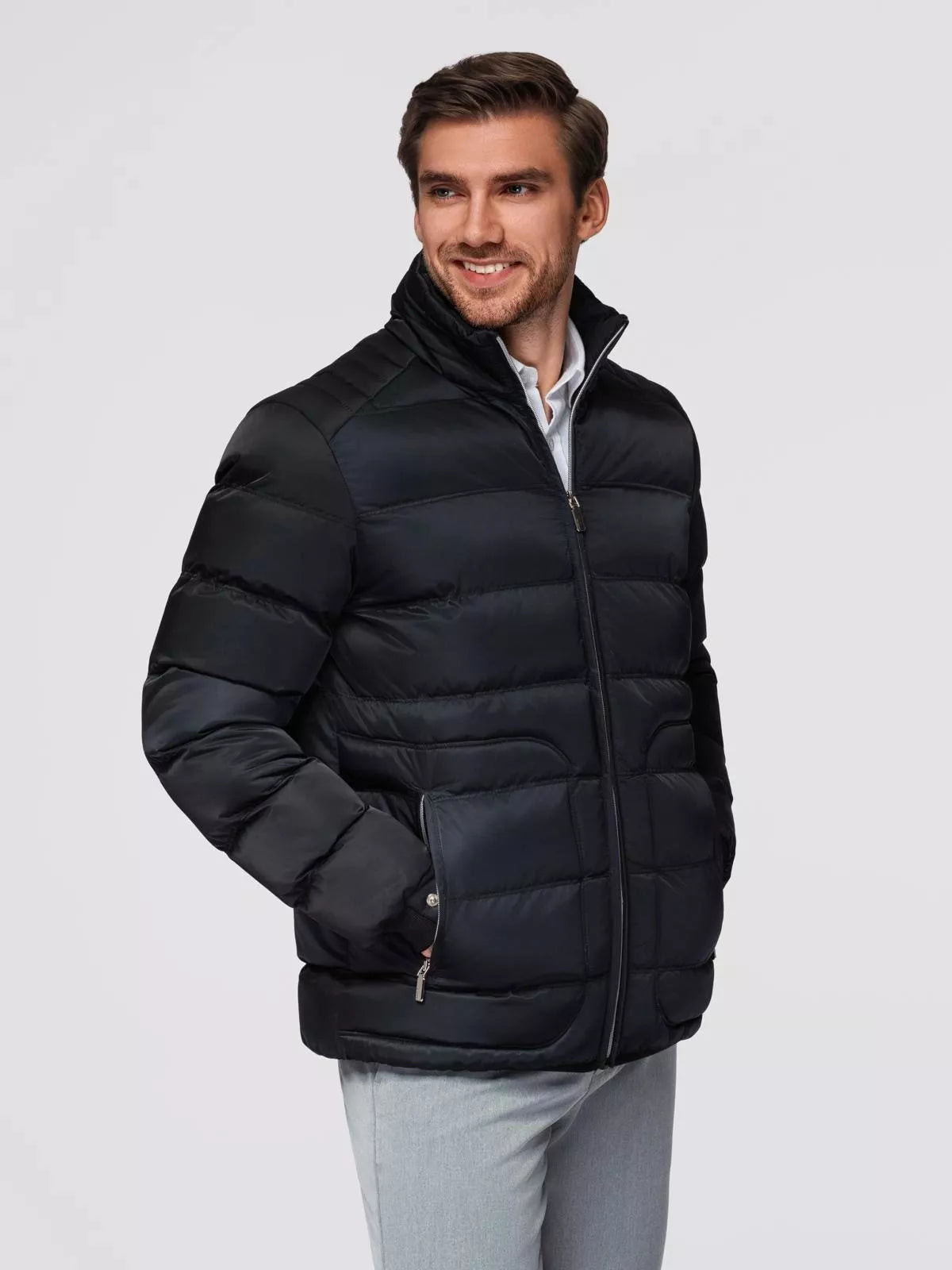 Men's quilted black jacket Wudi