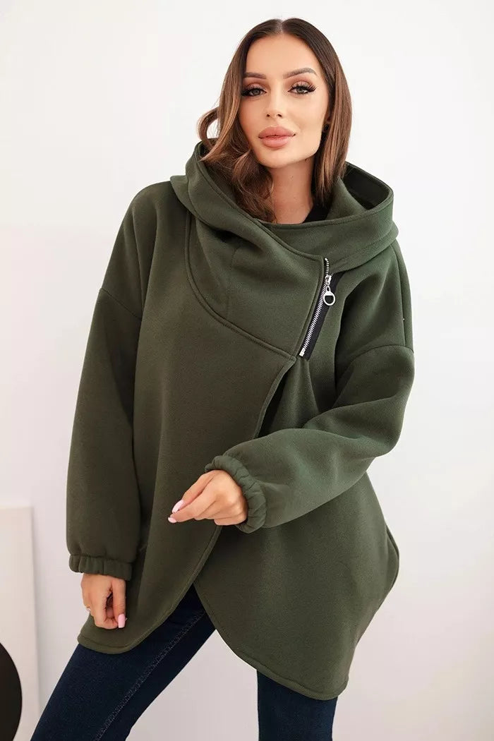 Women's khaki sweater with hood Jonit